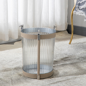 <span class=keywords><strong>Cubo</strong></span> de <span class=keywords><strong>Basura</strong></span> de Lujo para Hotel, de Acero Inoxidable y Cuero, Doble Capa, <span class=keywords><strong>Gris</strong></span>, Sin Tapa, con Adornos Metálicos, Venta al Por Mayor Personalizada - Product Image 3