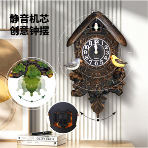 Cuckoo Wall <b>Clock</b> European Style House Shape <b>Battery</b> Powered Living Room Decor Quartz Movement - Product Image 4