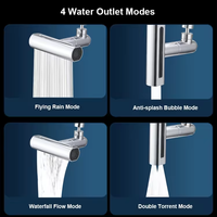 4 Modes Aérateur de robinet de cuisine rotatif à 360 degrés Style traditionnel Finition chromée Finition chromée Rallonge en plastique poli