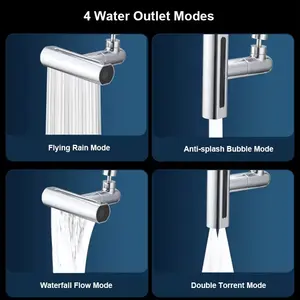 Aireador de <span class=keywords><strong>grifo</strong></span> de cocina giratorio de 360 grados, <span class=keywords><strong>4</strong></span> modos, estilo tradicional, acabado cromado, extensión de Material plástico pulido cromado - Product Image 5