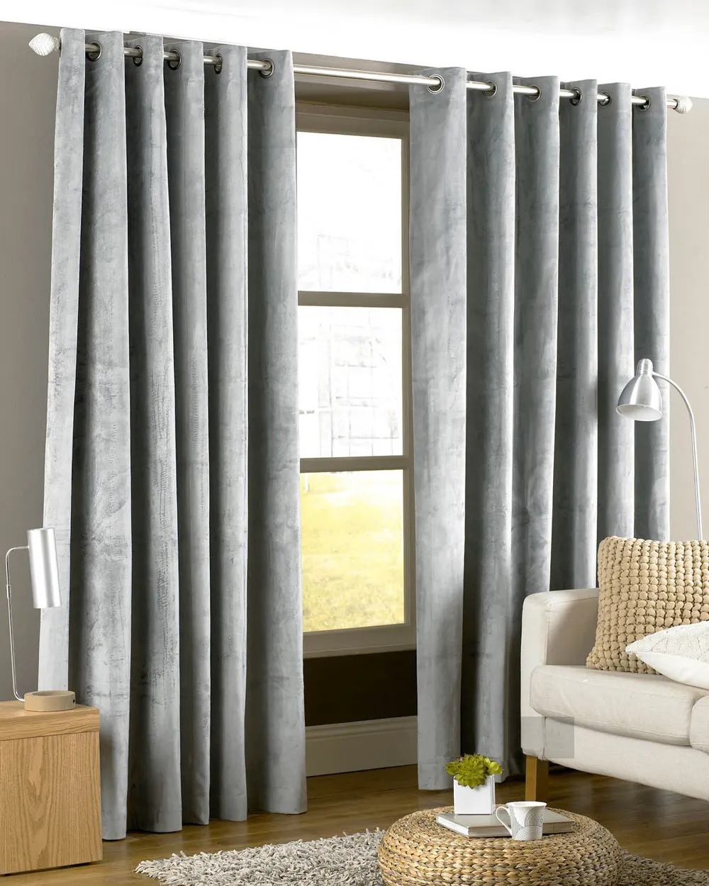 Bedroom 100% Blackout Ready Made Velvet Material Curtains, Top Grommet Window Curtain for Living Room