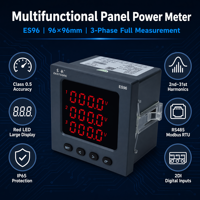 Compteur de puissance triphasé EastSong ES96, harmoniques du 2e au 31e, classe 0.5, RS485 Modbus, 91x91mm, protection IP65, 2 canaux LED