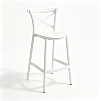 Chaise de bar moderne en plastique haute avec dossier croisé, empilable, pour hôtel, maison, café, restaurant