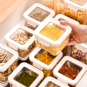 Transparent Airtight <b>Storage</b> Jar Square Size S <b>Stackable</b> Food <b>Container</b> For Kitchen Snacks Dried Fruit Grain <b>Storage</b> - Product Image 2
