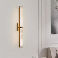 Applique murale LED en albâtre et cuivre, style moderne et luxueux, pour salon, hôtel, balcon, chambre à coucher, chevet, décoration de fond, design chinois contemporain