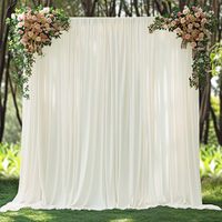 Tirai Latar Belakang Putih Anti Kusut 10x10 kaki untuk Pesta, Kain Lembut, Tirai Pernikahan, Tirai Latar Belakang Hitam 5x10 kaki, 2 Panel
