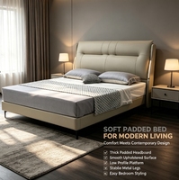 Nouveau Lit en Cuir Moderne de Designer, Style Italien Luxueux, pour Hôtel ou Maison, Cadre de Lit en Cuir Taille King/Queen