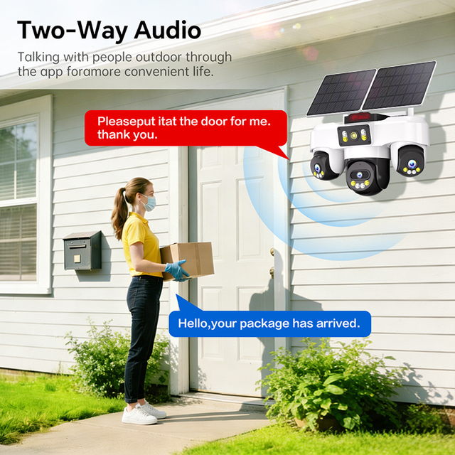 Security Camera Panoramic Tracking 2-Way 3 Lens Security Cmos Sensor 4g Sim 7/24 Recording Ptz Home Security Camera