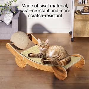 Papan Cakar Kucing Sisal Penuh Tanpa Tumpahan, Papan Cakar Vertikal dengan Bola Terintegrasi, Tempat Tidur Kucing Anti-Cakar, Gaya Angin yang Menggemaskan - Product Image 1