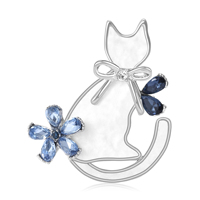 Bros Pin Kucing Lucu Bertabur Berlian Imitasi, Bros Pakaian Kristal Alloy, Hadiah Pesta, Perhiasan, Hiasan Dada