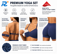 Ensemble de yoga personnalisé pour femme, été, uni, grande taille, léger, premium, avec soutien-gorge de sport sans couture à dos nu et short taille haute froncé pour la gym