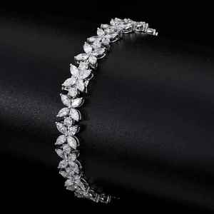 Moissanite Marquise Cut Floral Butterfly Tennis Bracelet 925 Sterling Silver Plated Trendy Sparkle Jewelry Anniversary - Product Image 3