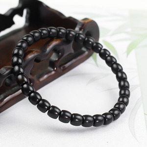 Ebony Drum Bead <b>Bracelet</b> 6x7mm New Chinese Style Unisex Wooden Jewelry Everyday Wear - Product Image 3