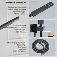 Système de douche mural, ensemble complet de robinetterie avec pommeau de douche pluie haute pression 8 pouces et douchette à main, avec vanne et kit de finition, vente en gros