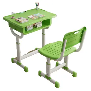 学校の教室の机と椅子のための卸売調節可能なリフティングデスクと椅子