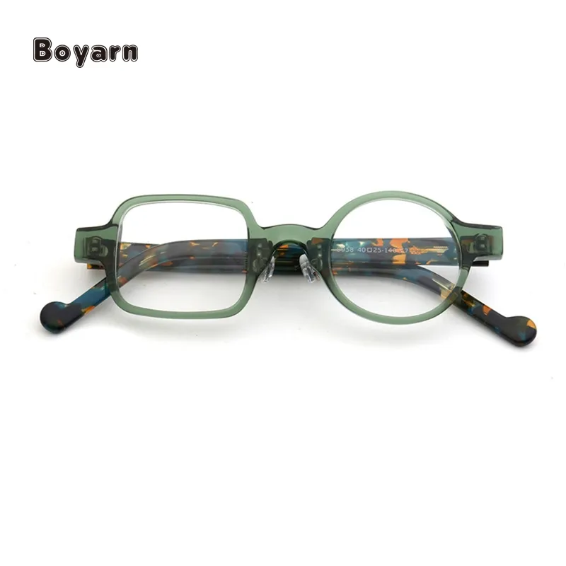 Boyarn Lunettes à monture élégante Montures de lunettes classiques en acétate Figure géométrique Cercle Vintage Factory