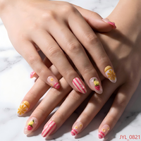 Faux Ongles en Gros Personnalisés 3D Gaufrés Dégradé de Fruits à Coller Forme Amande en ABS Réutilisables Faux Ongles Artificiels OEM