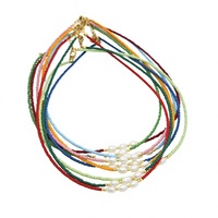 Collier de perles d'eau douce et de perles de verre superposées minimalistes pour femme, style bohème Instagram, chaîne de clavicule pour l'été à la plage