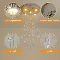 Lustre moderne en cristal pour plafond haut, luminaire de plafond encastré en cristal pour couloir d'escalier, suspensions en cristal pour cuisine