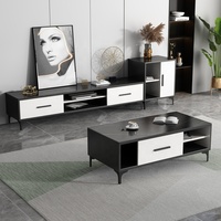 Dernier modèle de vente en gros de meuble TV de salon minimaliste multifonctionnel moderne avec table basse blanche ensemble prix d'usine de luxe