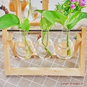 Colorful Wooden Stand Terrarium for Home Garden Desktop Plant Propagation Station with Bulb Glass Vase Gift Lovers - Product Image 2