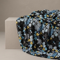 Tissu en maille respirant en polyester brodé floral, perlé et à sequins pour vêtements, manteaux/vestes, et tenues de danse