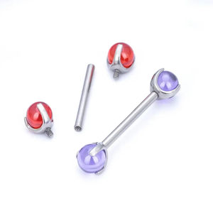 Set de <span class=keywords><strong>Piercing</strong></span> para Niños de Titanio Grado Implante G23, <span class=keywords><strong>Piercing</strong></span> de Lengua Sexy con Bola de Cristal de 4/5mm, Joyería Corporal, Anillos de Barra para Oreja - Product Image 6
