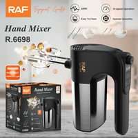 Batteur à main RAF 450W, 10 vitesses, avec crochets pétrisseurs pour la pâtisserie maison et la préparation de crèmes fouettées