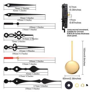 Kit di movimento dell'orologio a pendolo di lusso con 3 paia di lancette e parti di orologio a cucù a pendolo in plastica e metallo - Product Image 6