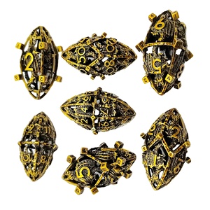 Ensemble de dés polyédriques FEERON en alliage de zinc gravé, en forme de ballon de football, motif Dragon creux, 7 pièces, pour DND et jeux de table RPG, écologique et durable - Product Image 3