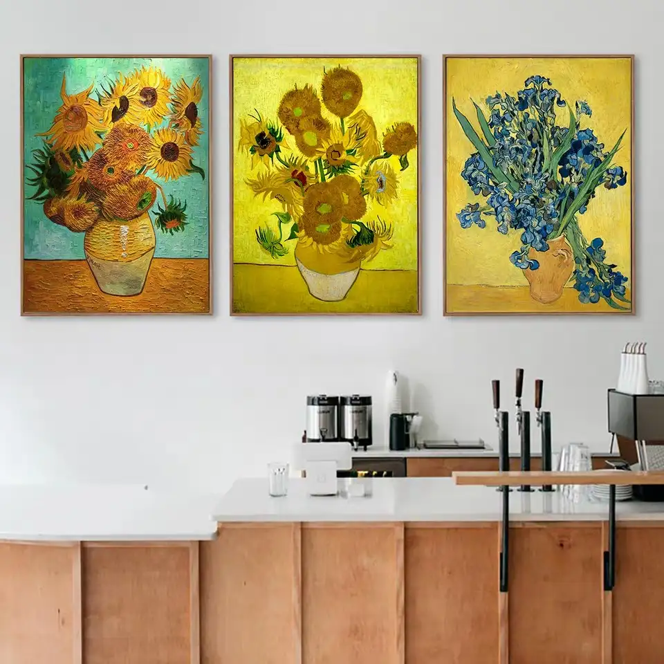 Домашний Декор 100%, Подсолнухи серии Ван Гога, ручная роспись, воспроизведение известных картин маслом