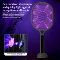 Matamoscas con Pantalla Digital LCD, Raqueta Recargable de ABS, Lámpara Antimosquitos para Hogar, Escritorio, Sala de Estar, 50-100m