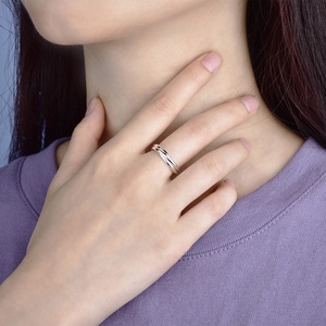 Простое кольцо из стерлингового серебра 925 пробы с тройной Quintuple, гладкое кольцо на костяшки пальца, антистресс, сцепляющиеся Кольца из розового серебра - Product Image 5