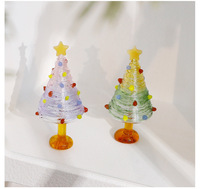 Mini ornements de Figurines d'arbre de Noël en verre d'art fait à la main pour la décoration de vacances et les cadeaux de festival