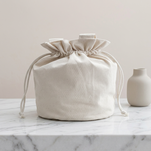 Custom Eco-Friendly Organic Cotton Drawstring Bag with Logo Reusable Foldable Large Capacity <b>Storage</b> Pouch Cosmetic Bags - Product Image 2