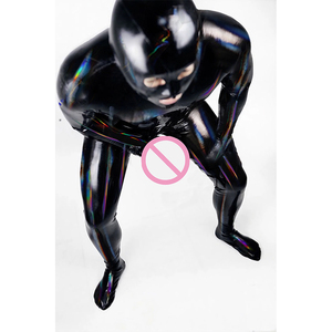 <span class=keywords><strong>Tenue</strong></span> de scène pour <span class=keywords><strong>homme</strong></span> Discothèque DS Combinaison noire en cuir PU magique Costume de prisonnier amusant Jeu de rôle en cuir Costume de prisonnier Cosplay - Product Image 2