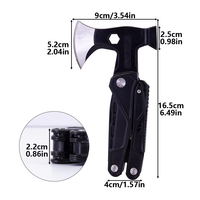 Hache de survie multifonction EDC, outil portable de camping pliable avec pince, marteau, tournevis, ouvre-bouteille et silex, manche en aluminium