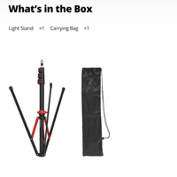 Ambitful GM220 Pro Reverse Folding Light Stand, Tripod Fotografi Portabel dengan Kunci Putar dari Paduan Aluminium untuk Lampu LED Studio.