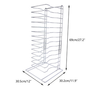 Pizza <b>Pan</b> Rack 30.5X30.2X69HCM Commercial Baking Storage Multi Layer Cooling <b>Stand</b> Bakery Equipment Silver Electroplated Chrome - Product Image 4