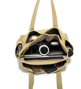 Grand sac fourre-tout en toile pour femmes et hommes, grand sac à bandoulière en toile de grande capacité pour femmes, sac fourre-tout en toile pour le shopping - Product Image 6