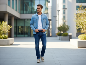 Cintura da uomo in tessuto intrecciato 4,0 cm x 125 cm con fibbia in plastica blu navy - Product Image 2