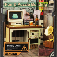 CAYI 2025 Kit DIY Book Nook Bureau de Liaison Militaire, Puzzle 3D en Bois, Maison de Poupées Miniature en Bois, Book Nook
