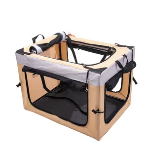 Customization Metal Frame Portable Soft Pet Dog Crate Foldable Travel Pet Bag Pet Soft Sided Bag