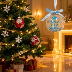 Set di 60 Palline di Natale in Cristallo Trasparente da 60mm, Decorazioni Natalizie Moderne da Appendere all'Albero - Product Image 6