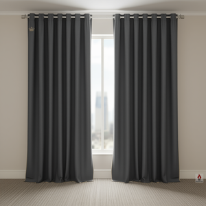 Rideaux d'hôtel en polyester ignifuge de qualité supérieure Royal Crown, gris foncé, pour fenêtres de chambre, fabriqués aux États-Unis - Product Image 3