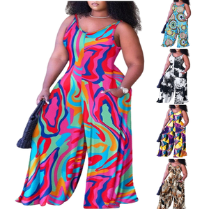 Jumpsuits para Mujer, los Más Populares, con Estampado Gráfico, Tejidos, Casuales, Transpirables, de Cintura Alta, Cuello en V, Sin Mangas, Elegantes - Product Image 1