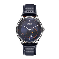 Reloj Automático de Piloto de Lujo Personalizado OEM de 43 mm, Reloj de Pulsera Mecánico para Hombre de Cuero Genuino de Alta Calidad