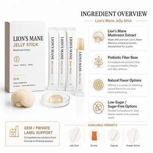 Bâtonnets de Gelée de Champignon Crinière de <span class=keywords><strong>Lion</strong></span> pour la Clarté Cognitive, Soutien de la Concentration et de la Mémoire, Supplément Nootropique, Fabrication en Marque Blanche - Product Image 2