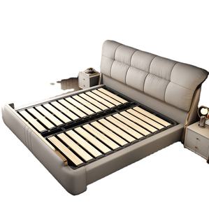 <span class=keywords><strong>Letto</strong></span> pneumatico in pelle con funzione portaoggetti personalizzabile testiera ricurva a ciuffo ricurva rivestita in <span class=keywords><strong>oro</strong></span> camera da <span class=keywords><strong>letto</strong></span> essenziale - Product Image 3