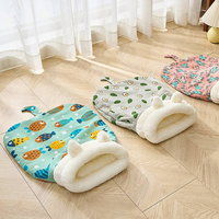 Lit-cave pour animaux de compagnie en forme de rectangle, détachable, lavable, doux, nid douillet pour chats et petits chiens, maison confortable pour l'intérieur